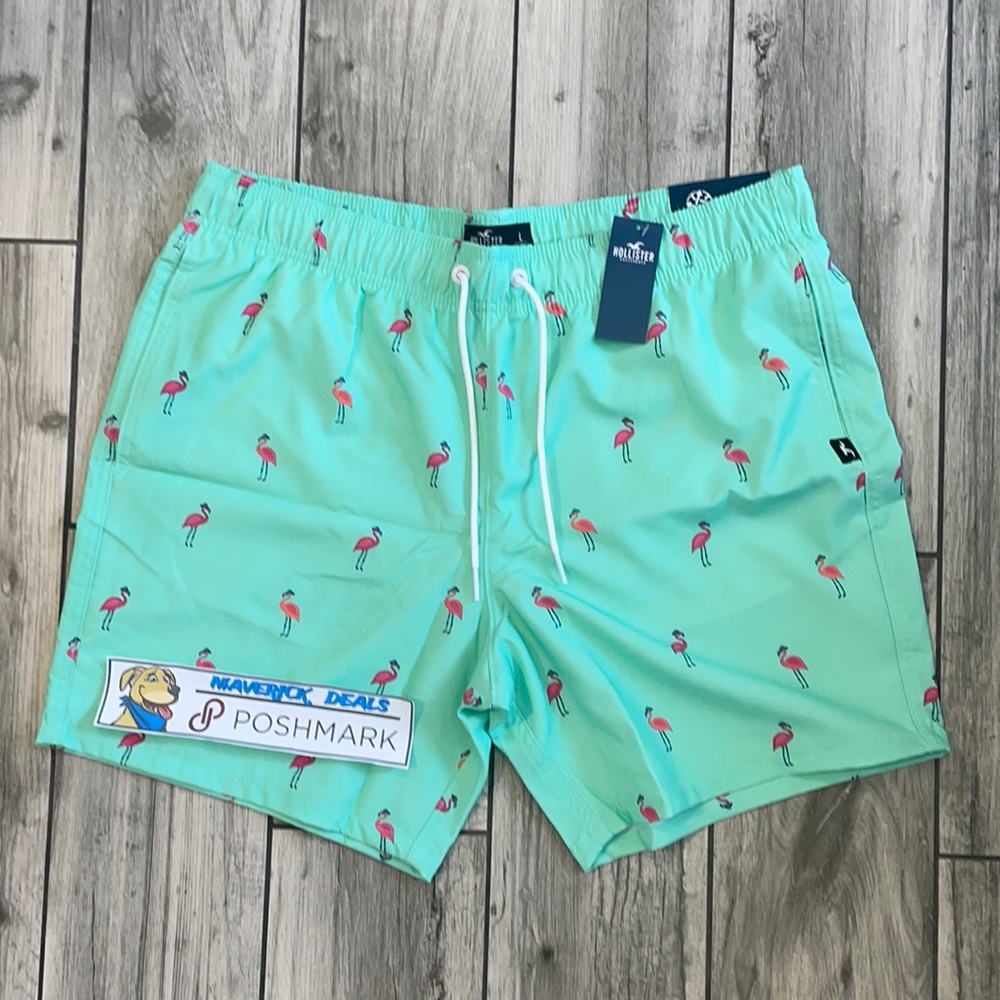 NWT Hollister Flamingo Print Swimming Trunks